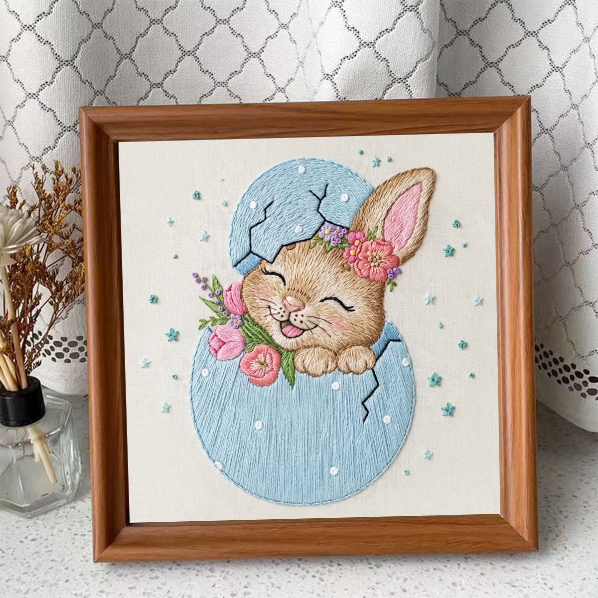 Rubbyoo Embroidery Kit - Easter Bunny | Embroidery Rabbit Pattern | Diy Spring Decoration - Embroidery Kit Plus An Extra Frame - image 9