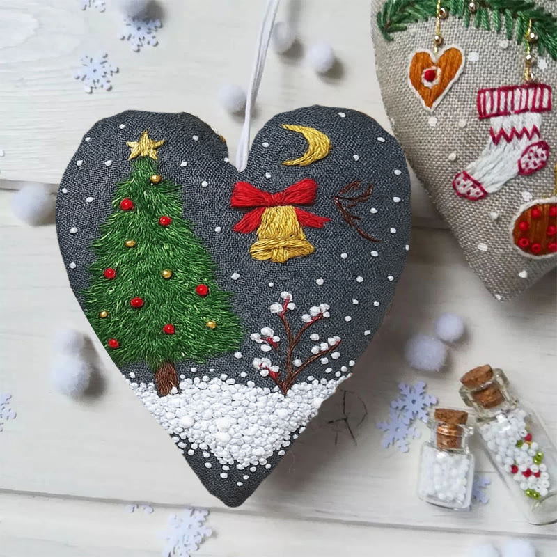 Rubbyoo Heart Embroidery Kit - Christmas Night | Diy Holiday Needlepoint | Christmas Home Ornament - image 6