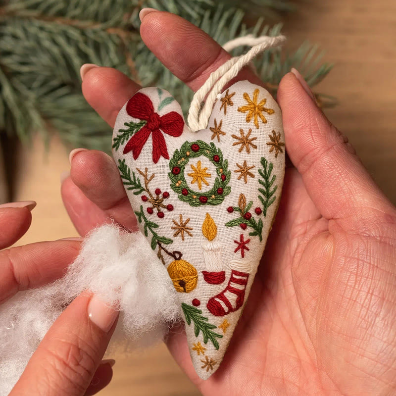 Rubbyoo Heart Embroidery Kit - Christmas Wreath | Personalized Hanging Decor | Unique Needle Craft - image 7