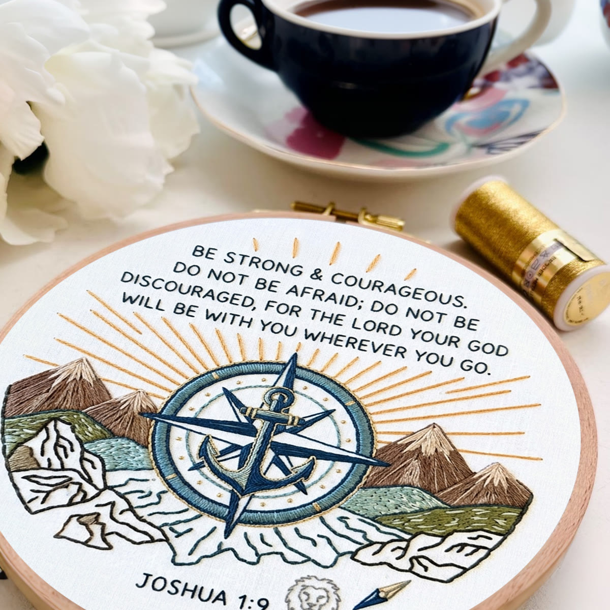 Rubbyoo Embroidery Kit - Be Strong And Courageous | Christian Inspirational Quotes | Diy Wall Hanging Art   - image 7