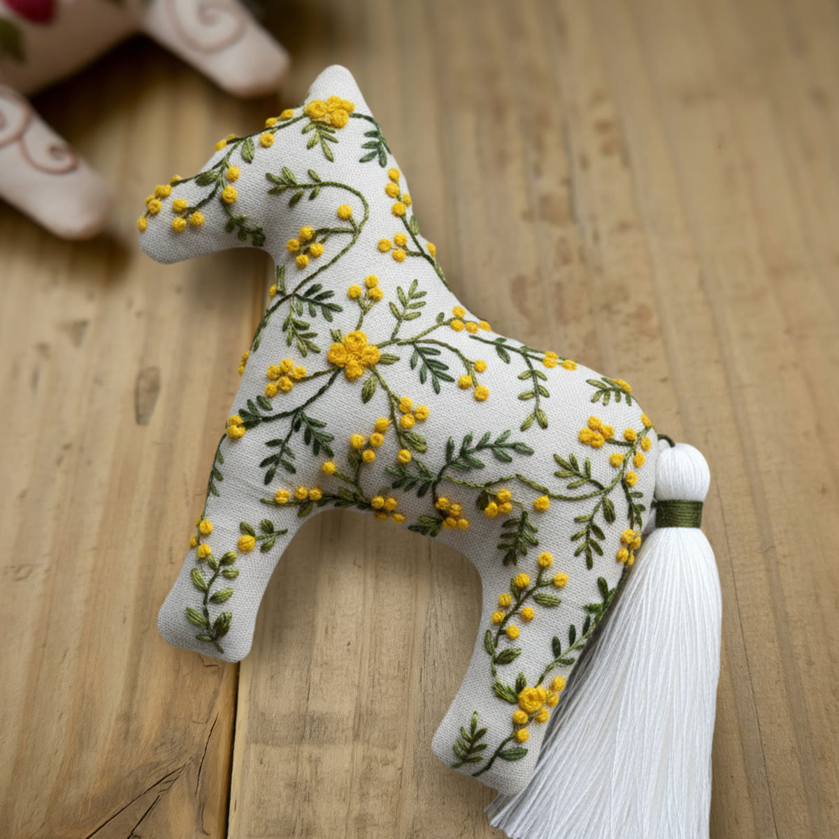 Rubbyoo Dala Horse Embroidery Kit - Grey with Yellow Blossom | Relaxing DIY | Nice Desk Accent - image 6