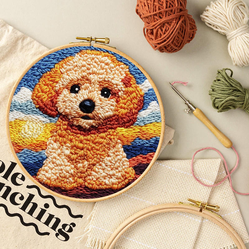  Poodle Dog Punch Needle Kit - Adorable Puppy Craft | Unique Handmade Artwork  - image 8