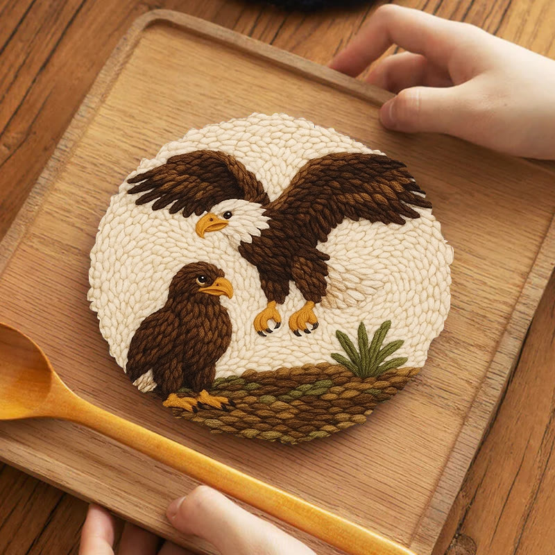 Fierce Eagle Punch Needle Kit - Diy Animal Craft | Perfect Gift For Bird Lovers - 5 inch Coaster Kit - image 8