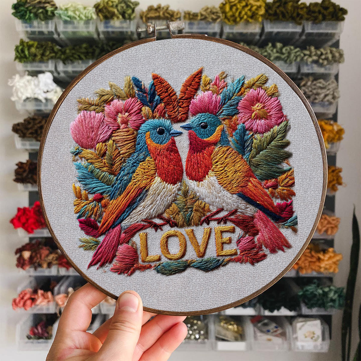 Rubbyoo Embroidery Kit - Dual Birds With Love Motif And Florals | Valentine's Day Gifting Pick | Exquisite Diy Embroidery - image 9