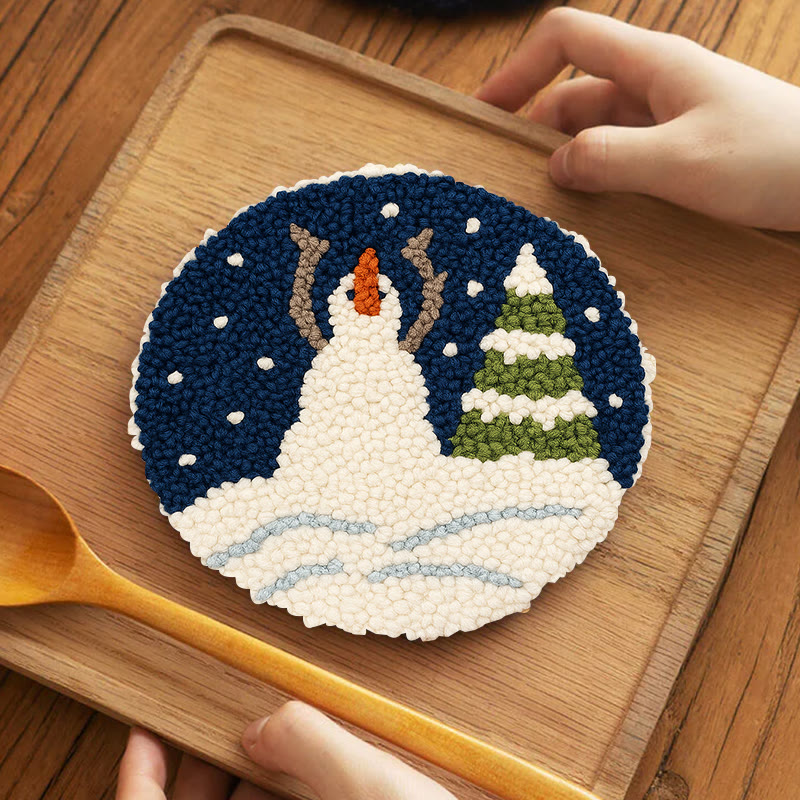 Christmas Snowman And Tree Punch Needle Kit - Handmade Needle Craft | Festival Decoration Gift  - image 11