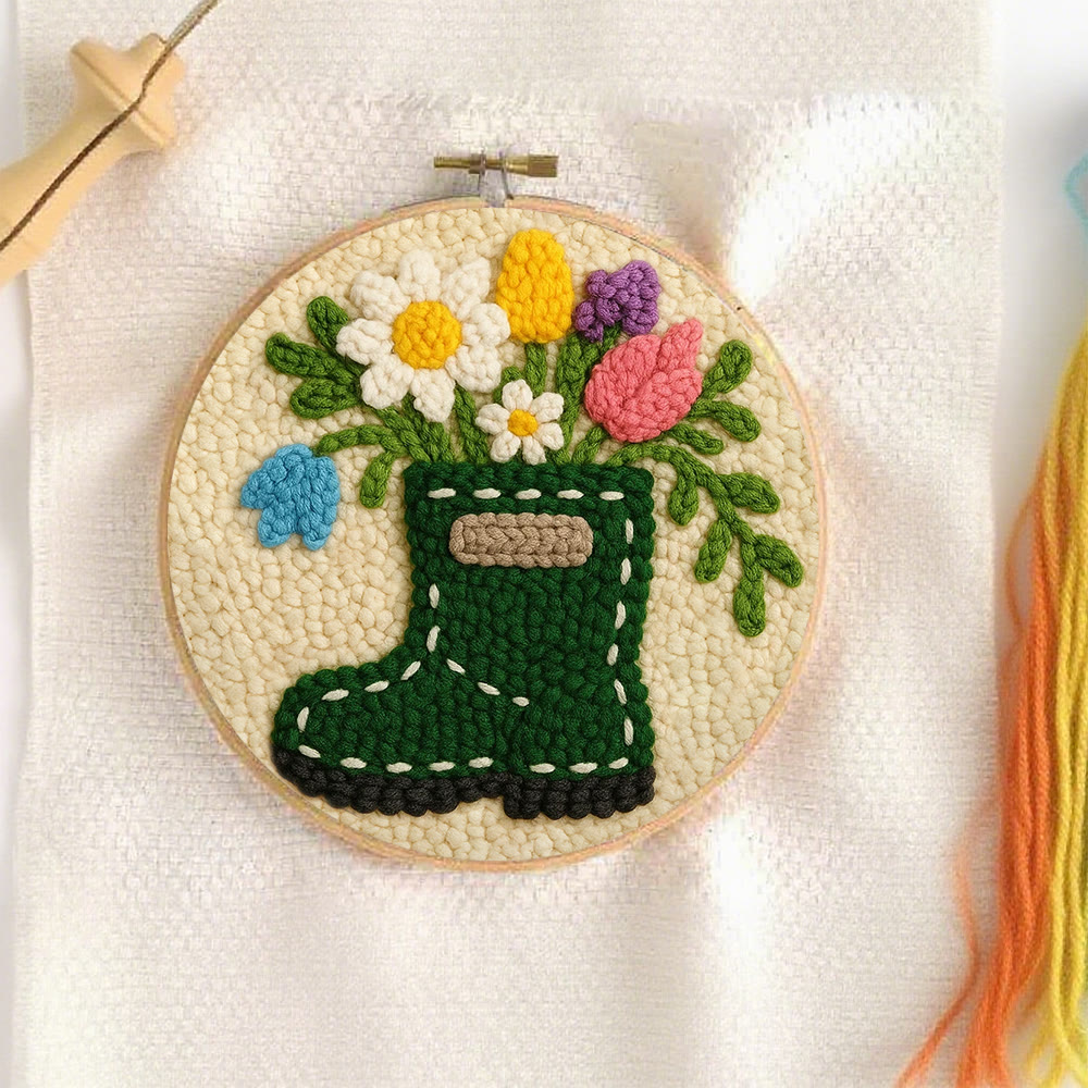 Colorful Garden Boot Floral Punch Needle Kit – Delicate Novice-ready Handcraft | Cozy Indoor Home Accent Piece - image 6
