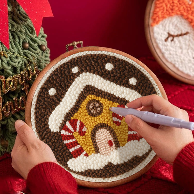 Gingerbread House Punch Needle Kit - Handmade Christmas Ornaments | Perfect For Christmas Coasters  - image 9