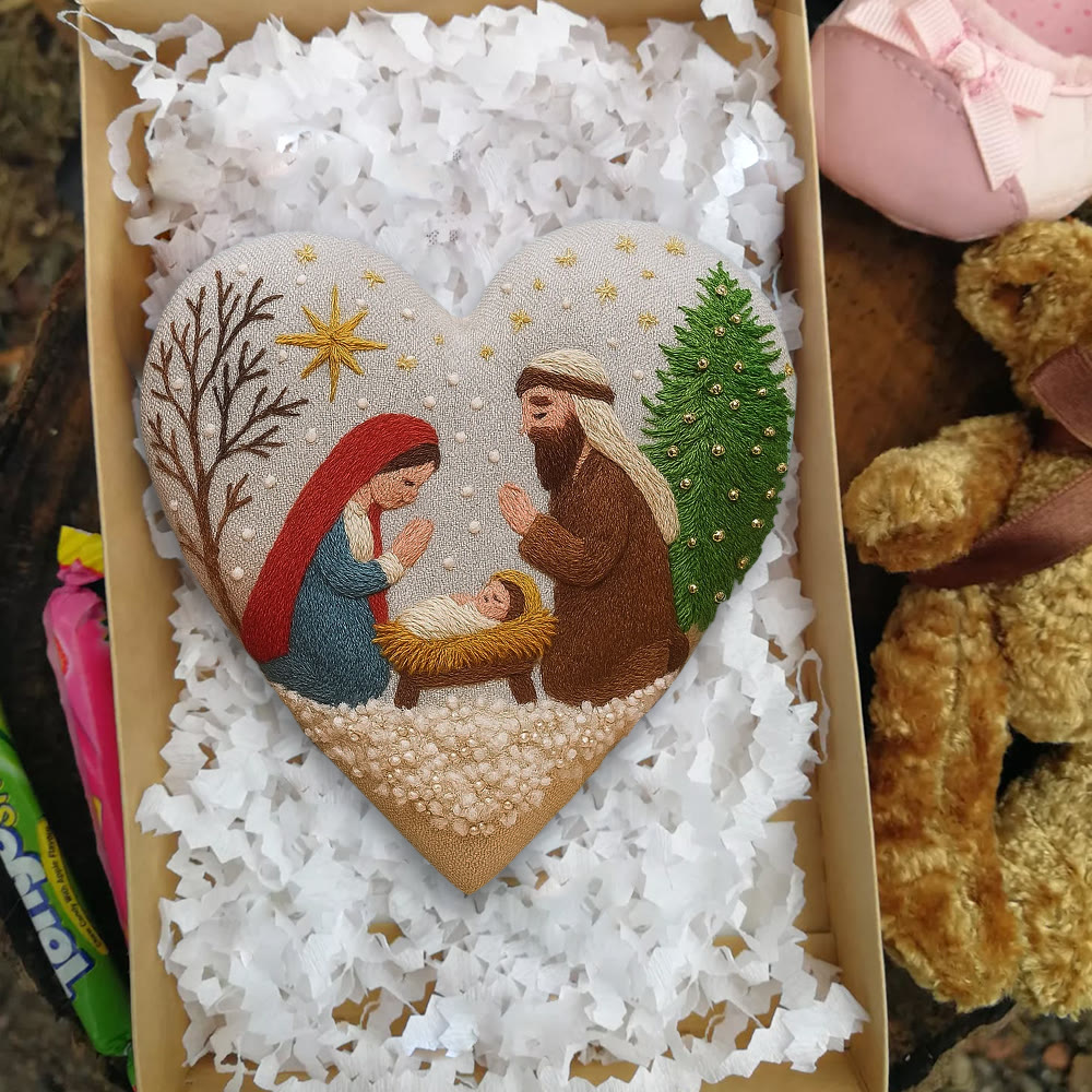 Rubbyoo Heart Embroidery Kit - Christmas Prayer | Handmade Needle Artwork | Diy Christmas Tree Decor  - image 3