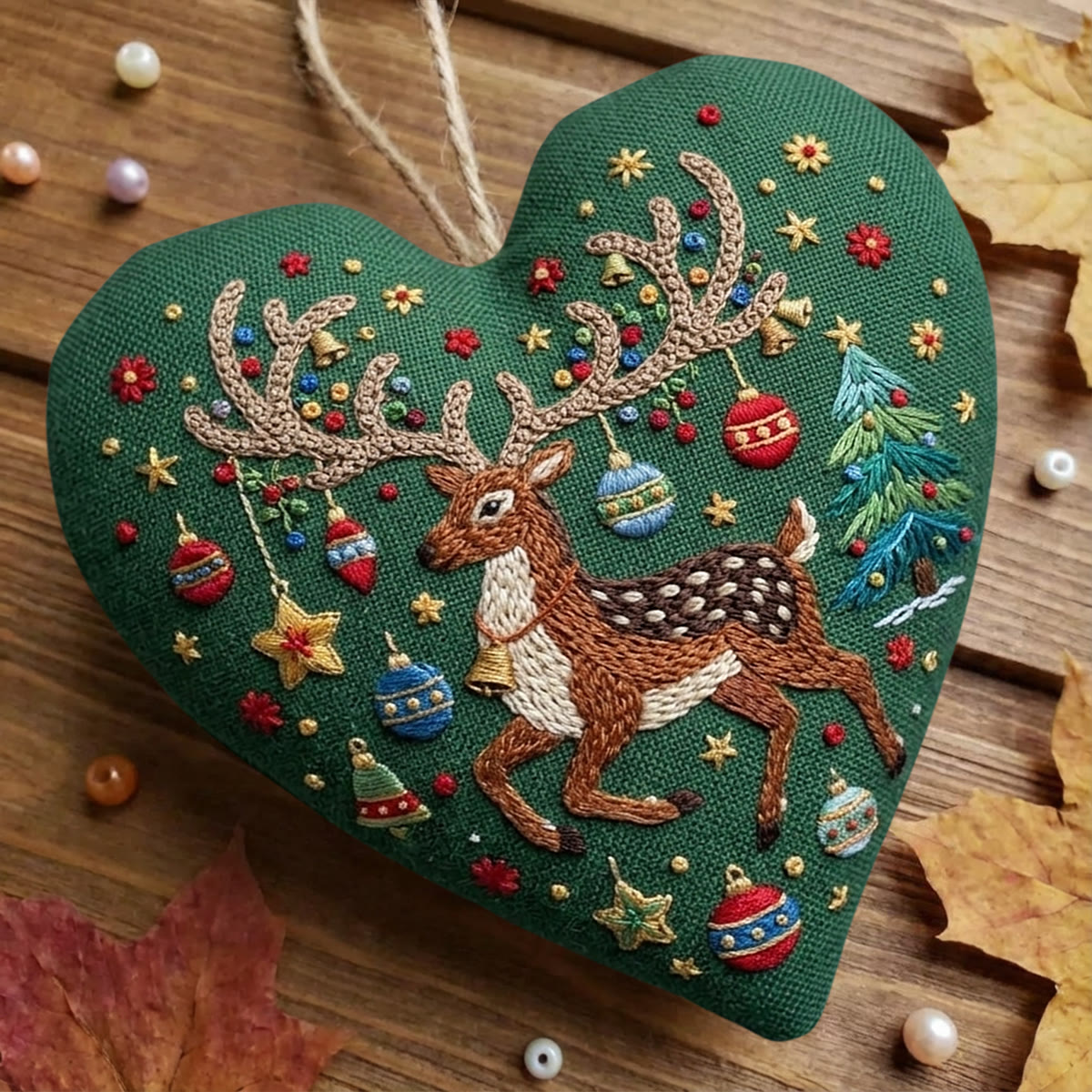 Rubbyoo Heart Embroidery Kit -  Cheerful Christmas Reindeer | Ideal Christmas Tree Hangings  | Heartwarming Holiday Home Decor Gift For Beginners - image 6