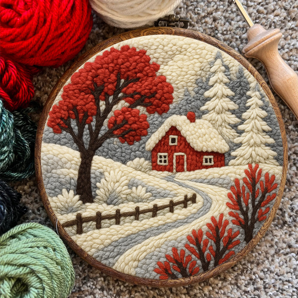 Winter Cottage Punch Needle Kit – Perfect Gift for Craft Lovers | Scenic Handmade Home Decor - image 10