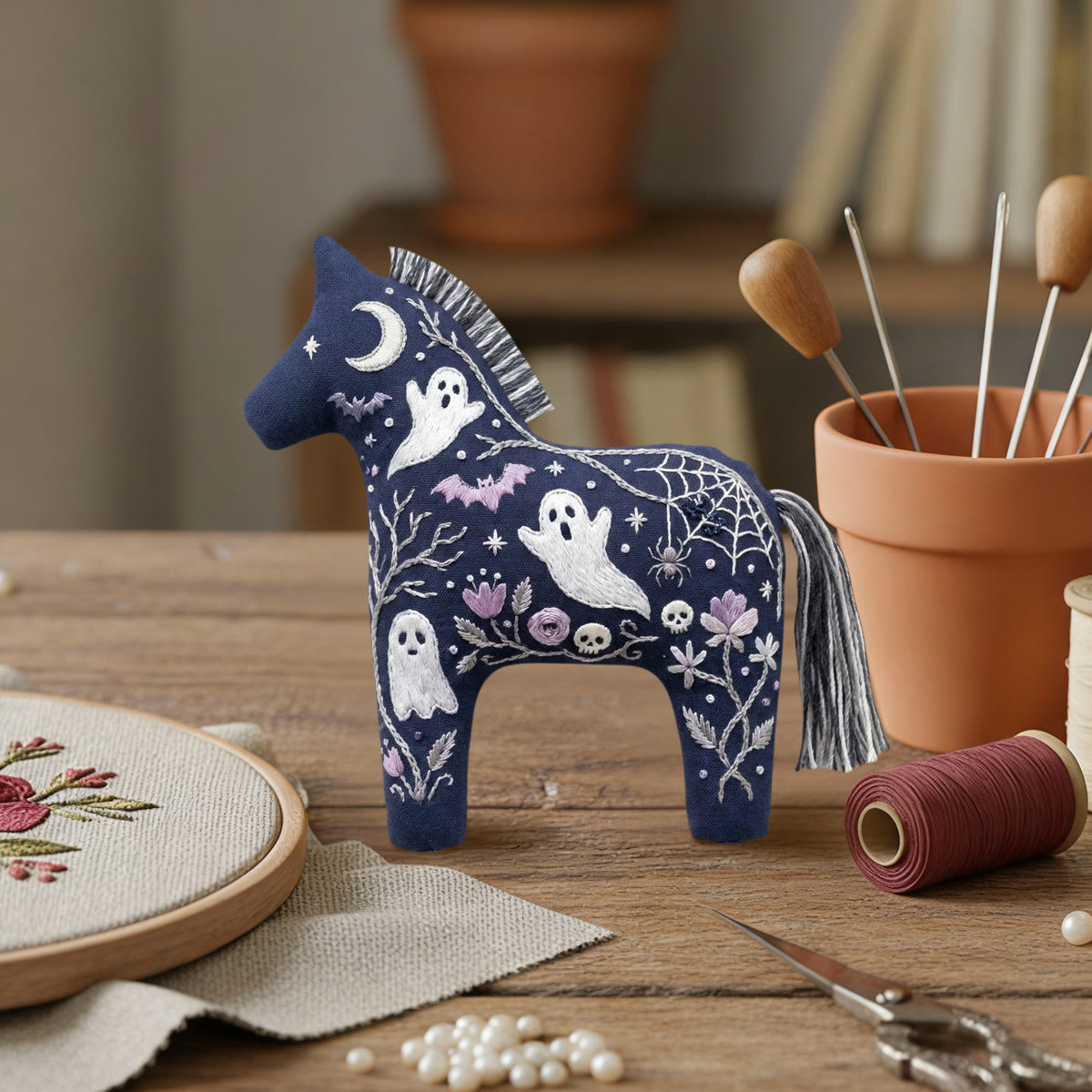 Rubbyoo Dala Horse Embroidery Kit - Spooky Ghost | Halloween Gift | Gothic Home Decor - image 7