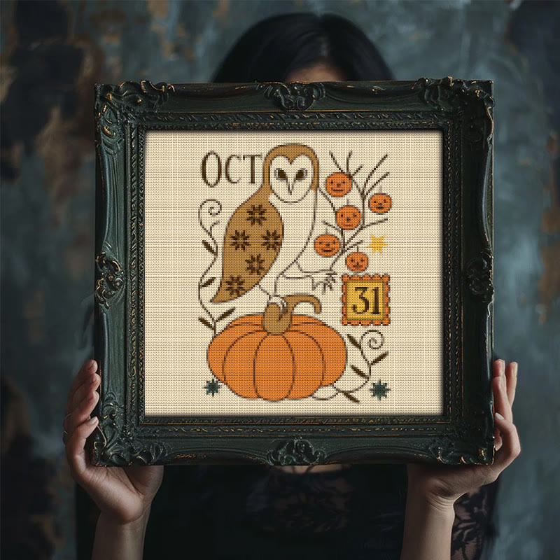 Cross Stitch Kit - Spooky Owl | Mysterious Halloween Craft | Diy Wall Art - image 9