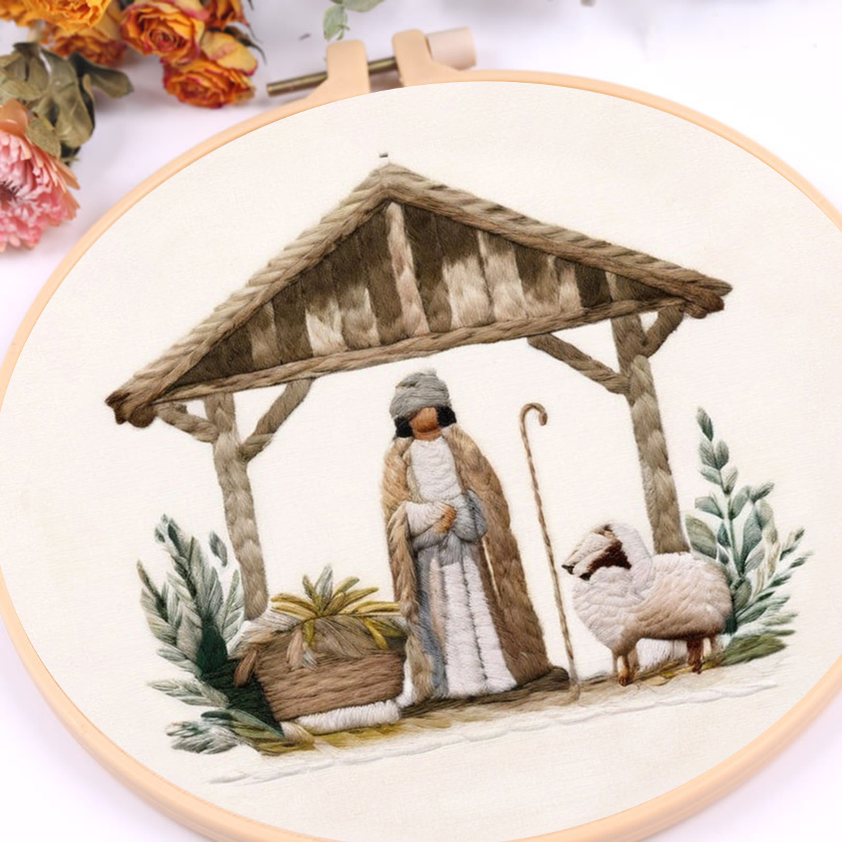 Rubbyoo Embroidery Kit - Mary And Joseph Admiring Baby Jesus In The Manger - image 4