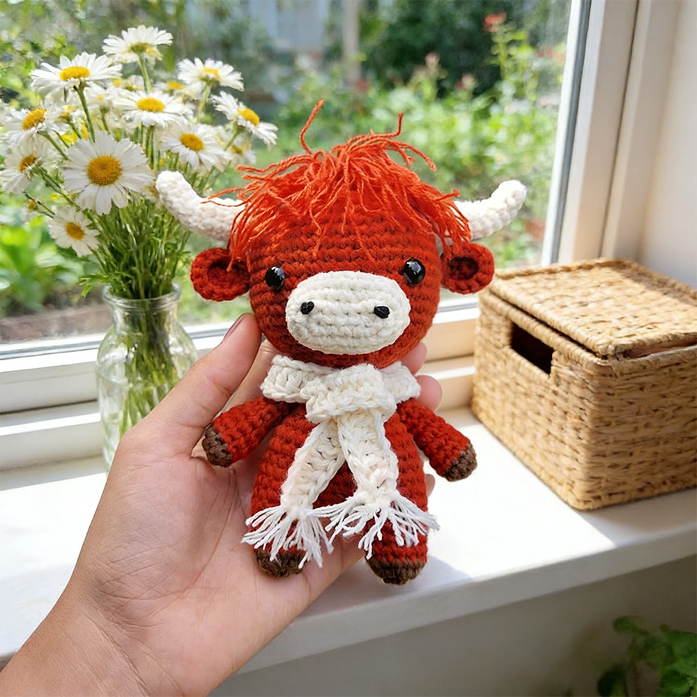 Diy Handmade Tangerine Highland Cow Crochet Kit - Adorable Plush Toy | Perfect Handmade Gift - image 3