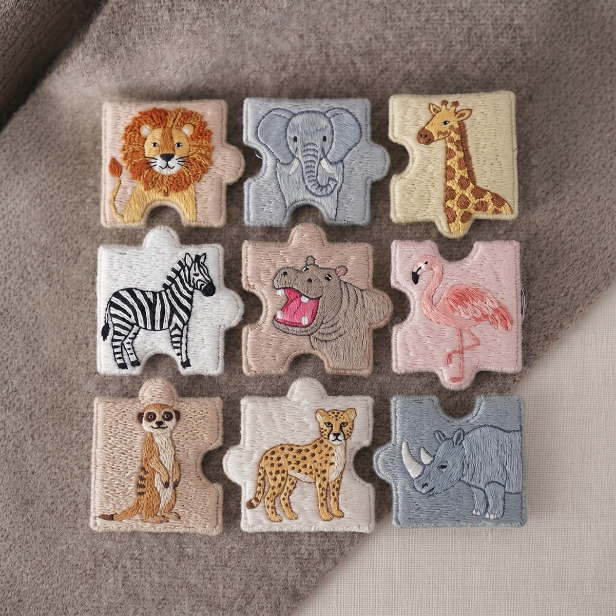 Rubbyoo Diy Magnet & Brooch Embroidery Puzzle Kit - Jungle Animals Set | Refrigerator Decor - image 4