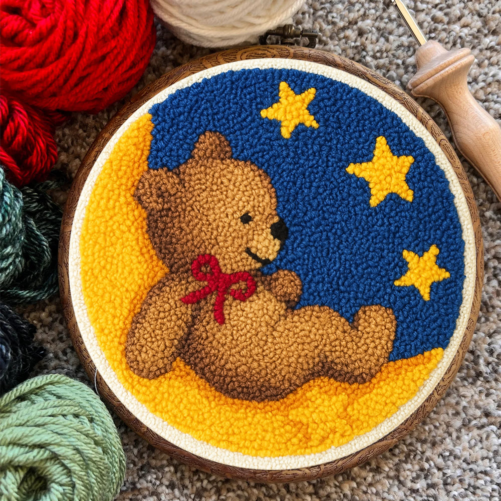 Moon Bear Punch Needle Kit - Handcrafted Art | Cozy Home Decor Hanging Ornament - image 7