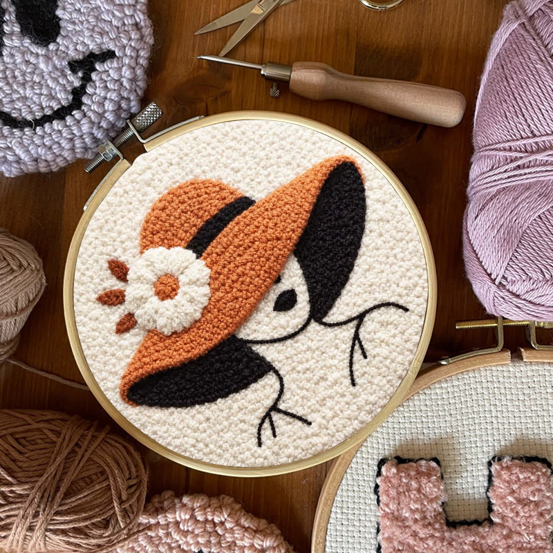 Floral Hat Lady Silhouette Punch Needle Kit - Fun Handcraft Option | Beginner Friendly Home Accent Pick - image 11