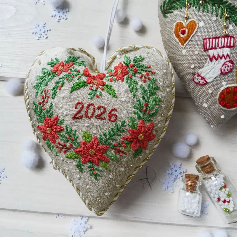 Rubbyoo Heart Embroidery Kit - Christmas Wreath | Diy Christmas Ornaments | Perfect Handicraft For New Year - image 5