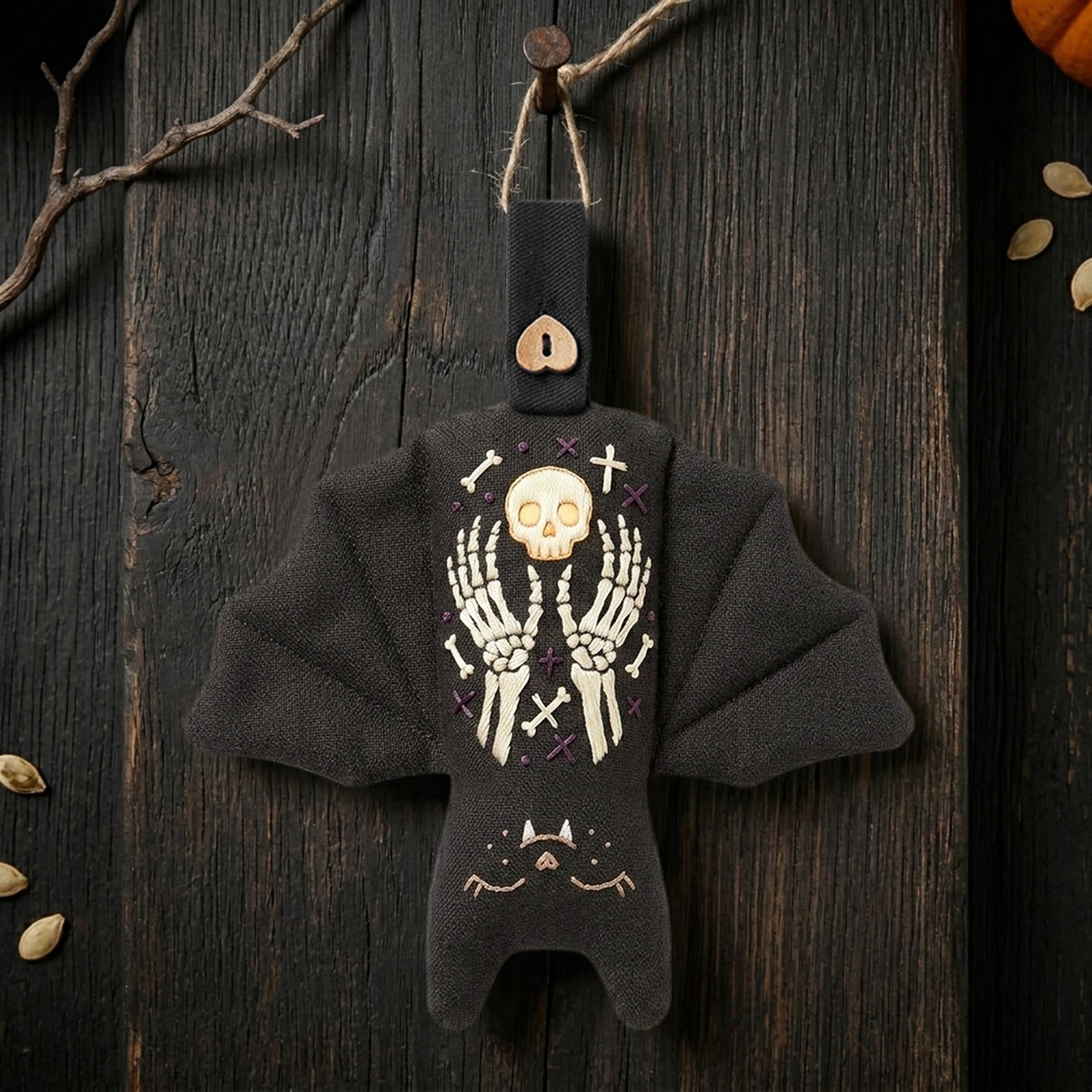 Rubbyoo Bat Embroidery Kit - Skeleton Hands | Spooky Season Gift | Witchy Room Decor - image 8