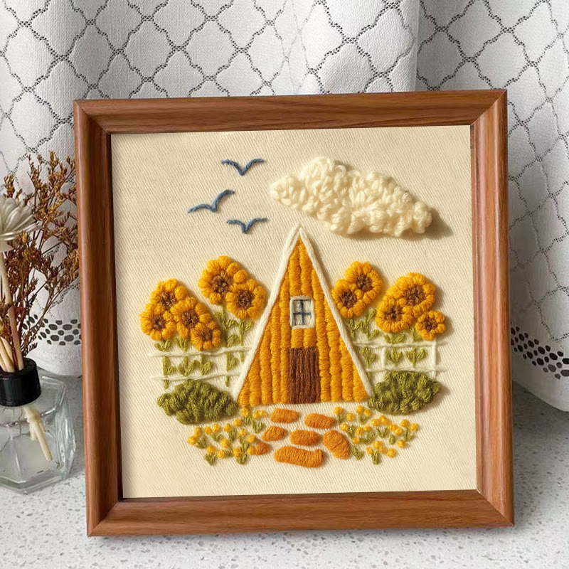 Rubbyoo Embroidery Kit - Autumn Cabin | Beautiful Landscape Craft |  Nice Artwork For Home Decor - Embroidery Kit Plus An Extra Frame - image 8
