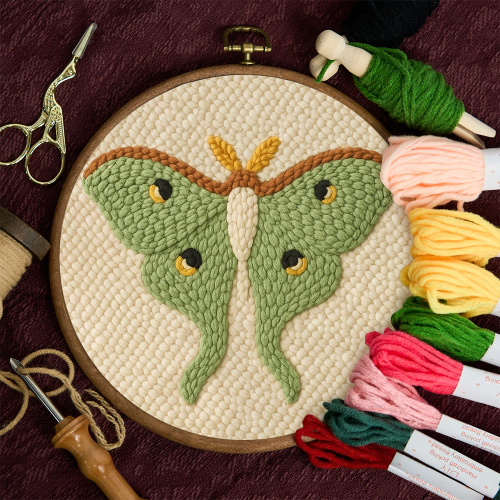 Lush Green Luna Moth Punch Needle Kit – Beginner-Ready DIY | Premier Gifting Pick - image 11