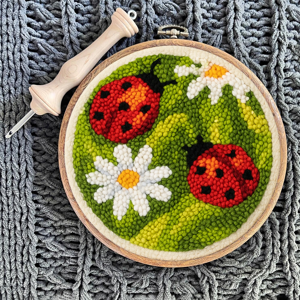 Blooming Flower With Bug Punch Needle Kit - Diy Insect Craft | Nice Home Ornament - image 10