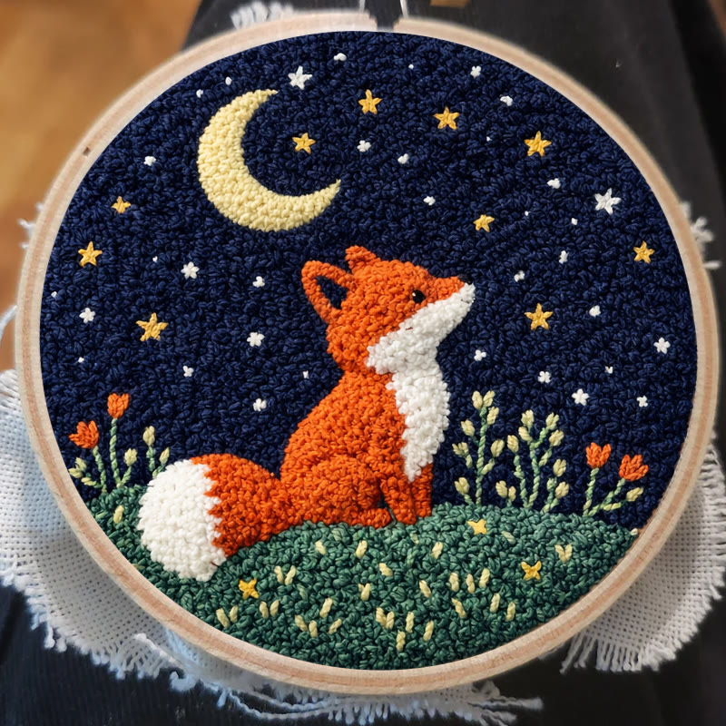 Starry Night Fox Punch Needle Kit – Whimsical Nature-themed Decor | Charming Gift For Animal Lovers - image 6