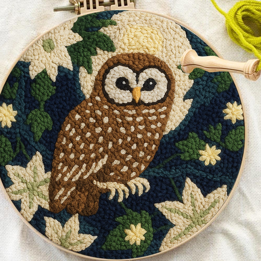 Nocturnal Owl Floral Punch Needle Kit – Artisanal Handcraft Creation | Exquisite Wall Hanging - image 12
