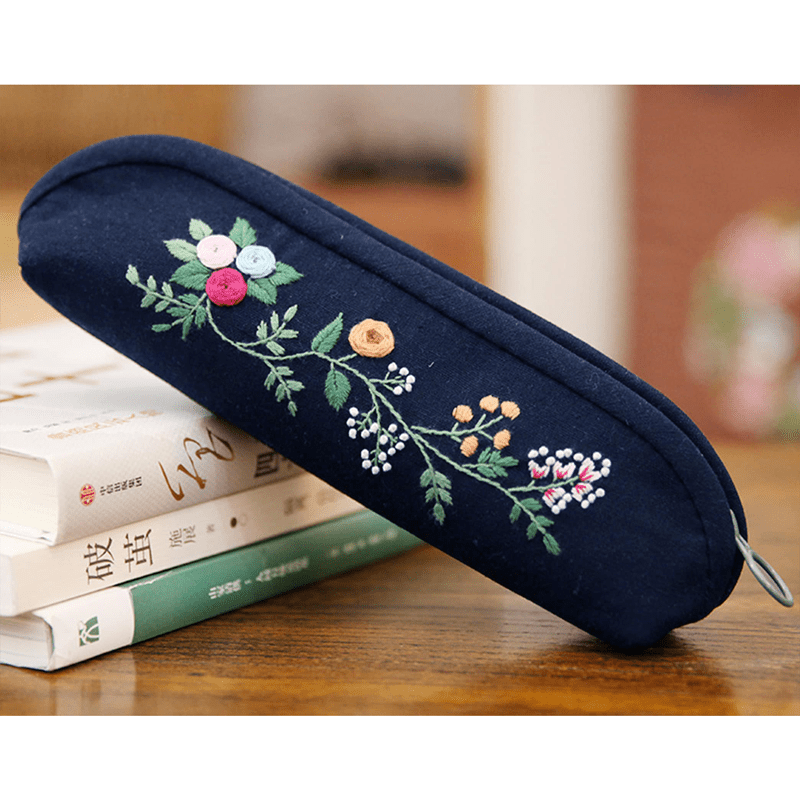 Beginner Hand Embroidery Pencil Case with Embroidery Flower Kit| Sew Stationery Organizer - image 9