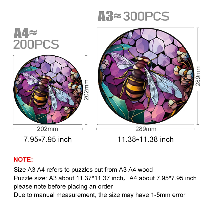 Purple Garden Bee - Wooden Jigsaw Puzzle