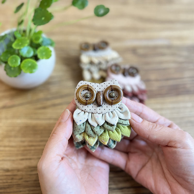 Embroidery  Owl Brooch Kit | Handmade Sewing Artwork | Nice Craft As Birthday Gifts - Green - image 10