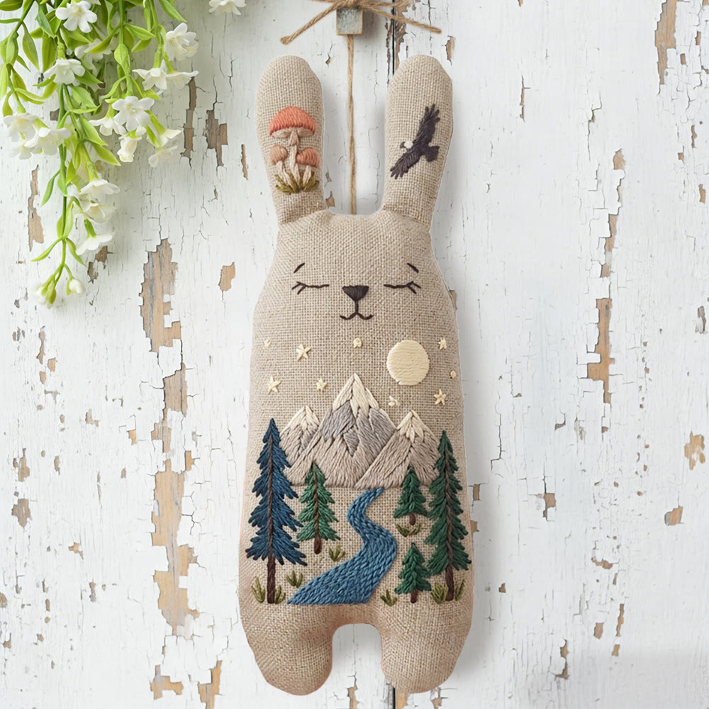 Rubbyoo Bunny Toy Embroidery Kit - Mountain Stream And Pine | Creative Craft | Scenic Wilderness-inspired Ornament - image 5