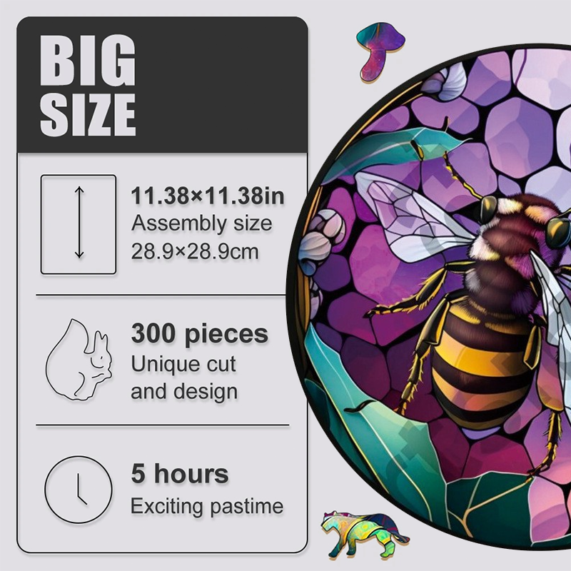 Purple Garden Bee - Wooden Jigsaw Puzzle
