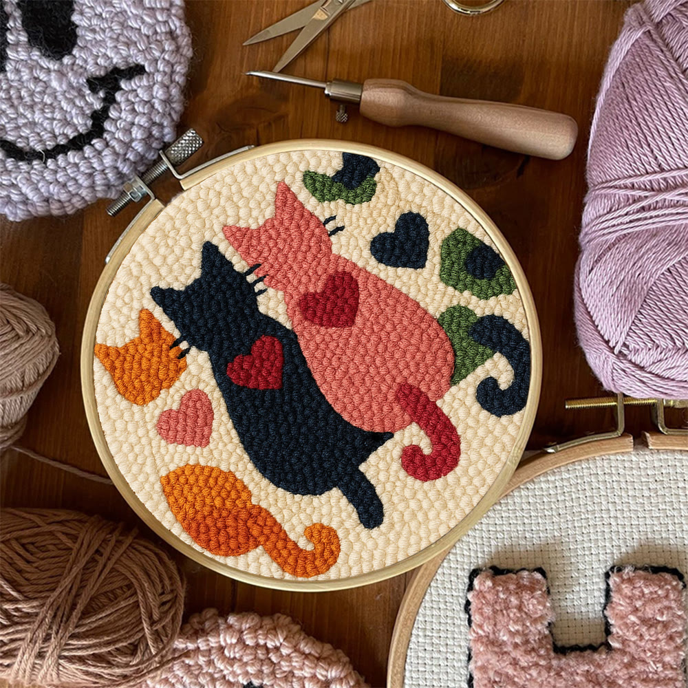 Charming Heart Cat Silhouette Punch Needle Kit – Valentine's Day Gifting Option | Thoughtful Handmade Craft - image 6
