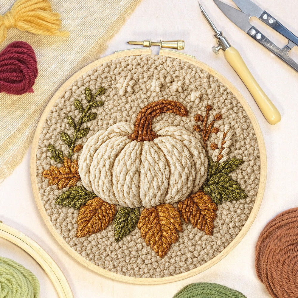 Halloween Pumpkin Punch Needle Kit - Diy Punch Needle Coaster | Art Craft For Home Decor | Handmade Needle Gift - image 5