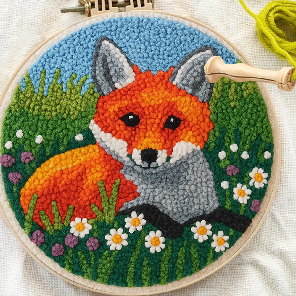 Fox In Meadow Punch Needle Kit - Nature Craft | Perfect For Craft Enthusiasts - image 8
