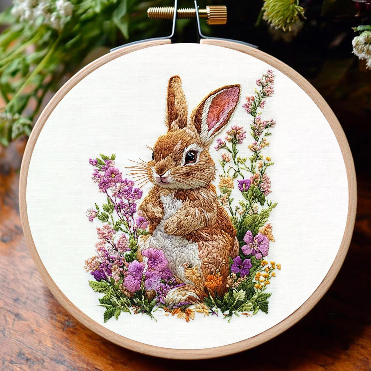 Rubbyoo Embroidery Kit - Bunny In Blooming Garden | Handcrafted Nature Art | Ideal For Animal Lovers - image 6