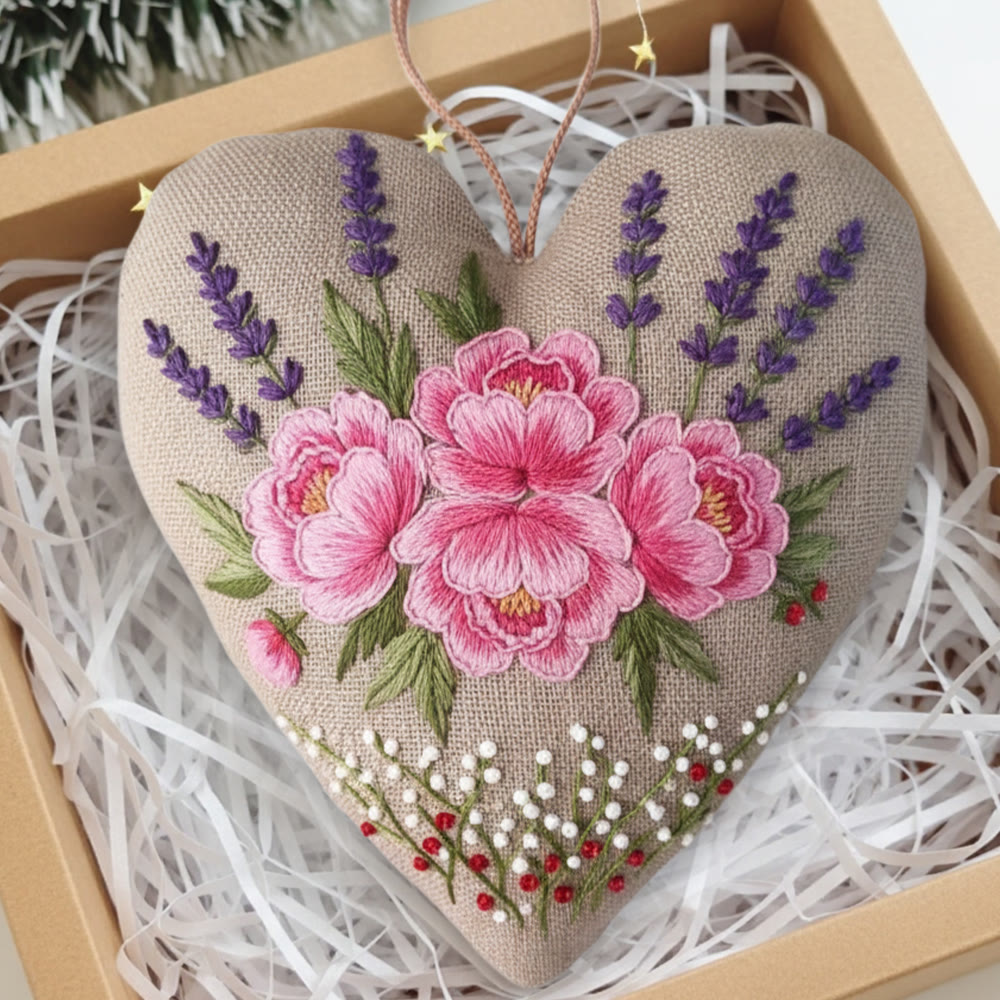 Rubbyoo Heart Embroidery Kit - Pink Peony With Lavender Accent | Exquisite Handmade Craft | Elegant Gifting Pick - image 8