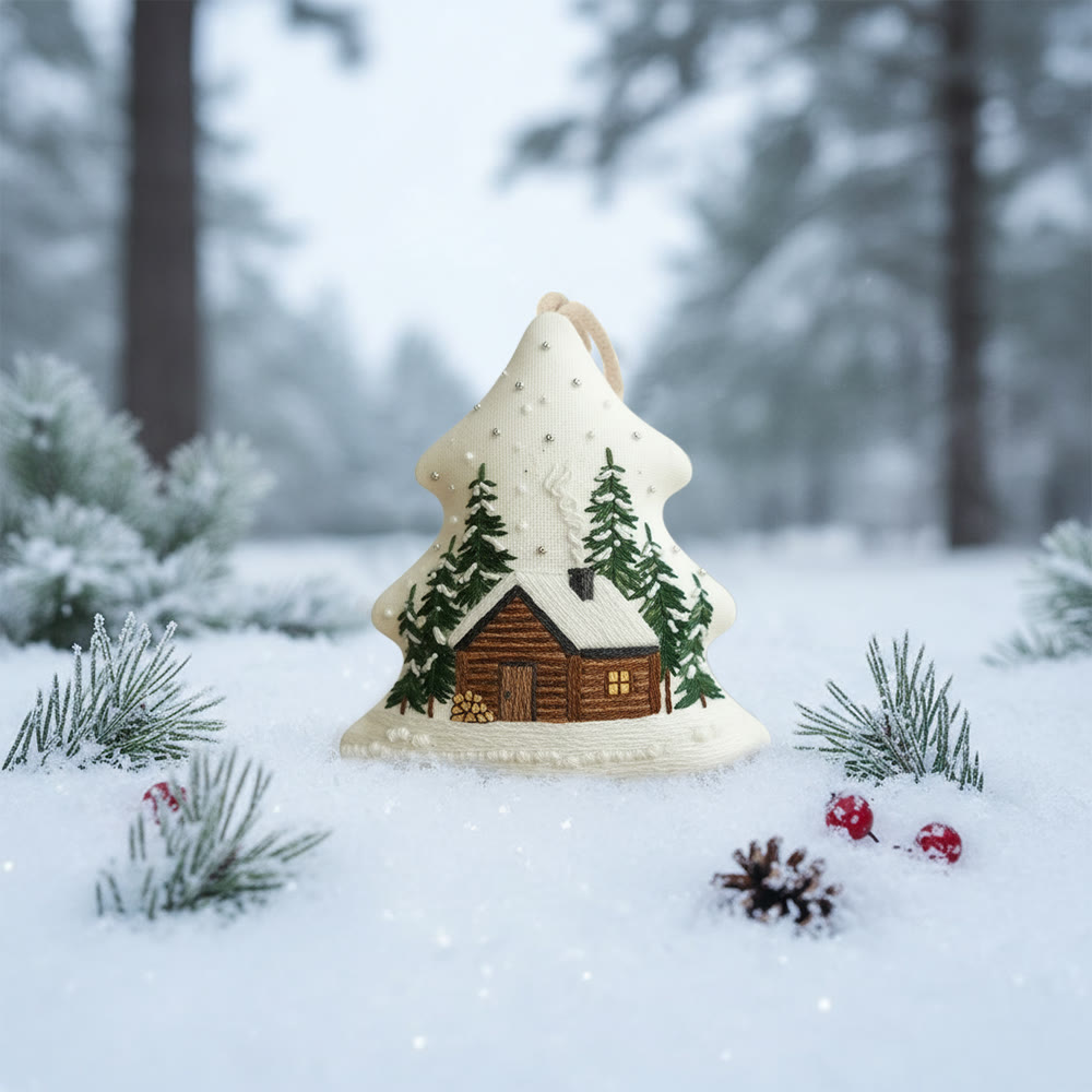 Rubbyoo Tree-shaped Embroidery Kit - Big House | Diy Christmas Decorations | Unique Landscape Pendant - image 4