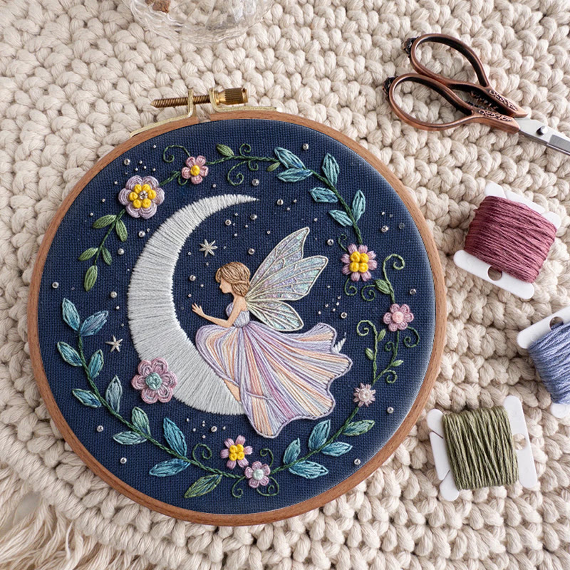 Rubbyoo Embroidery Kit - Fairy And Moon |  Celestial Needle Art | Unique Handmade Craft  - image 7