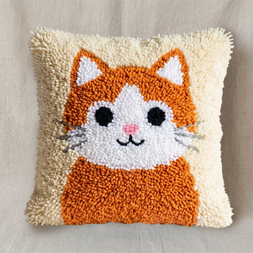 Rubbyoo Latch Hook Pillow Kit - Sweet Kitty | Adorable Animal Handicraft | Cushion Case For Sofa  - image 7