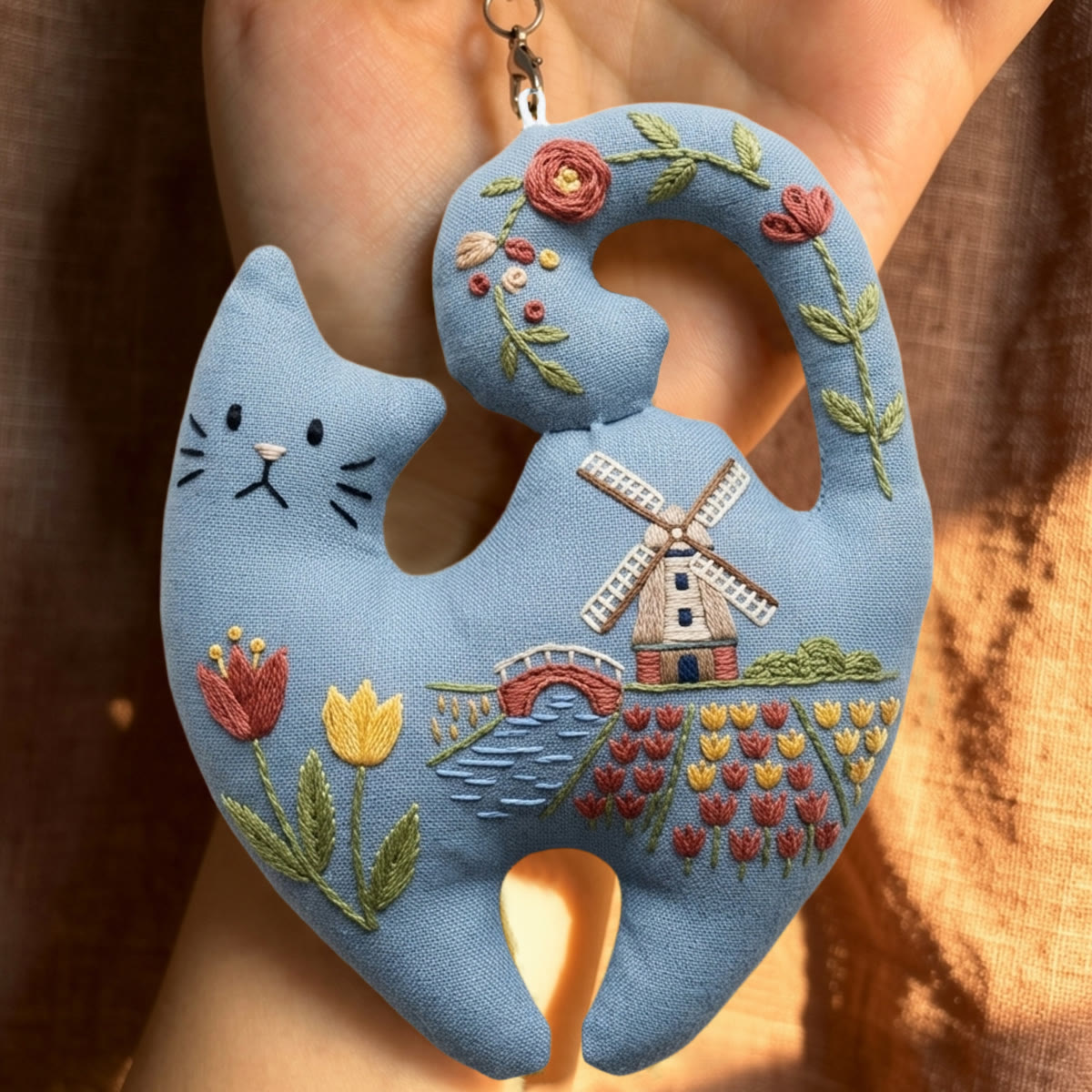 Rubbyoo Kitty Embroidery Kit -  Dream Of Tulips | Unique Blue Handicraft | Rustic Vibe Git Top Choice - image 5