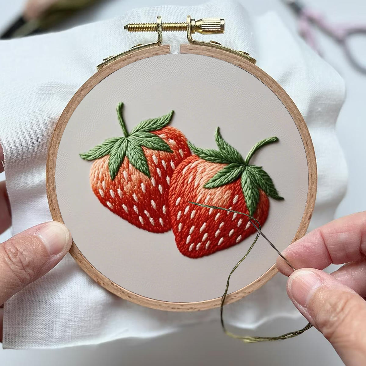 Rubbyoo Embroidery Kit- Two Big Strawberries | For Beginners DIY Craft Kits - image 4
