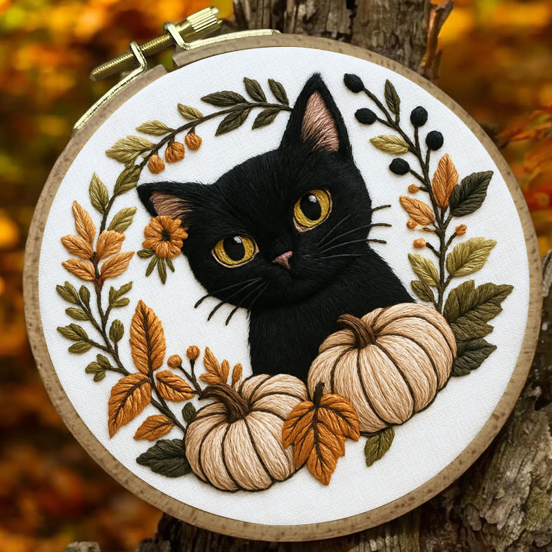 Rubbyoo Embroidery Kit - Black Kitten | Diy Cat Lover Gift | Halloween Autumn Decor - image 7