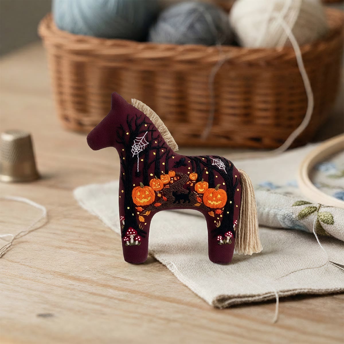 Rubbyoo Dala Horse Embroidery Kit - Glowing Pumpkins | Witchy Gifts For Her | Halloween Tree Ornament - image 6
