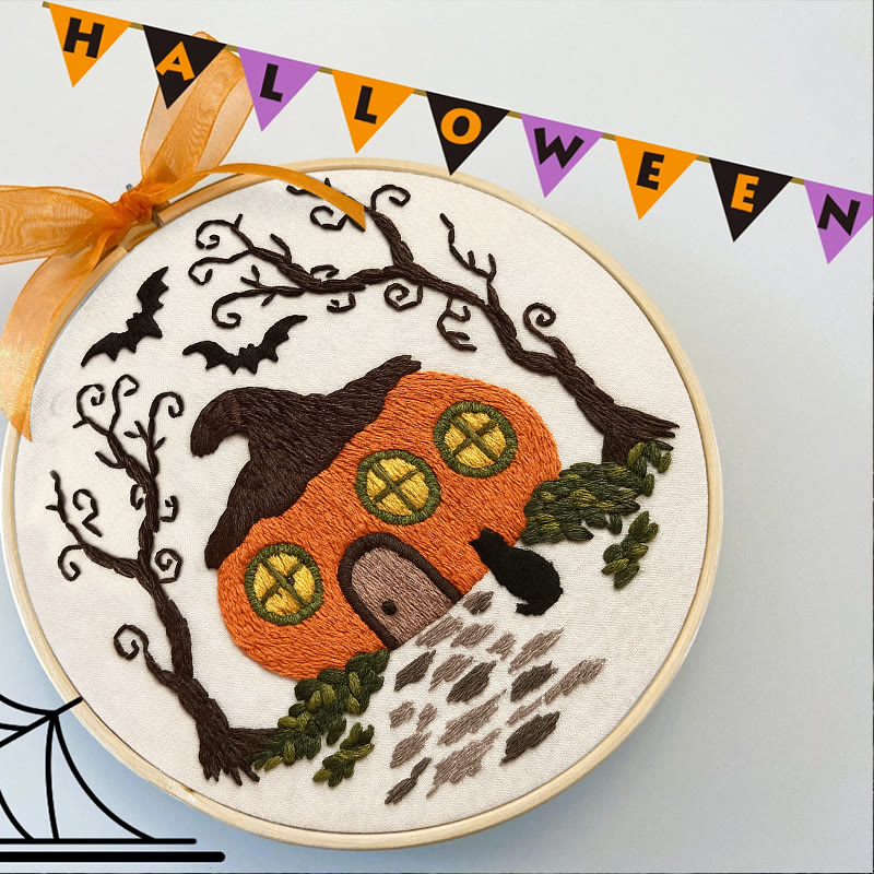 Rubbyoo Embroidery Kit - Mysterious Pumpkin House | Handmade Gifts For Helloween | Spooky Sewing Craft   - image 4
