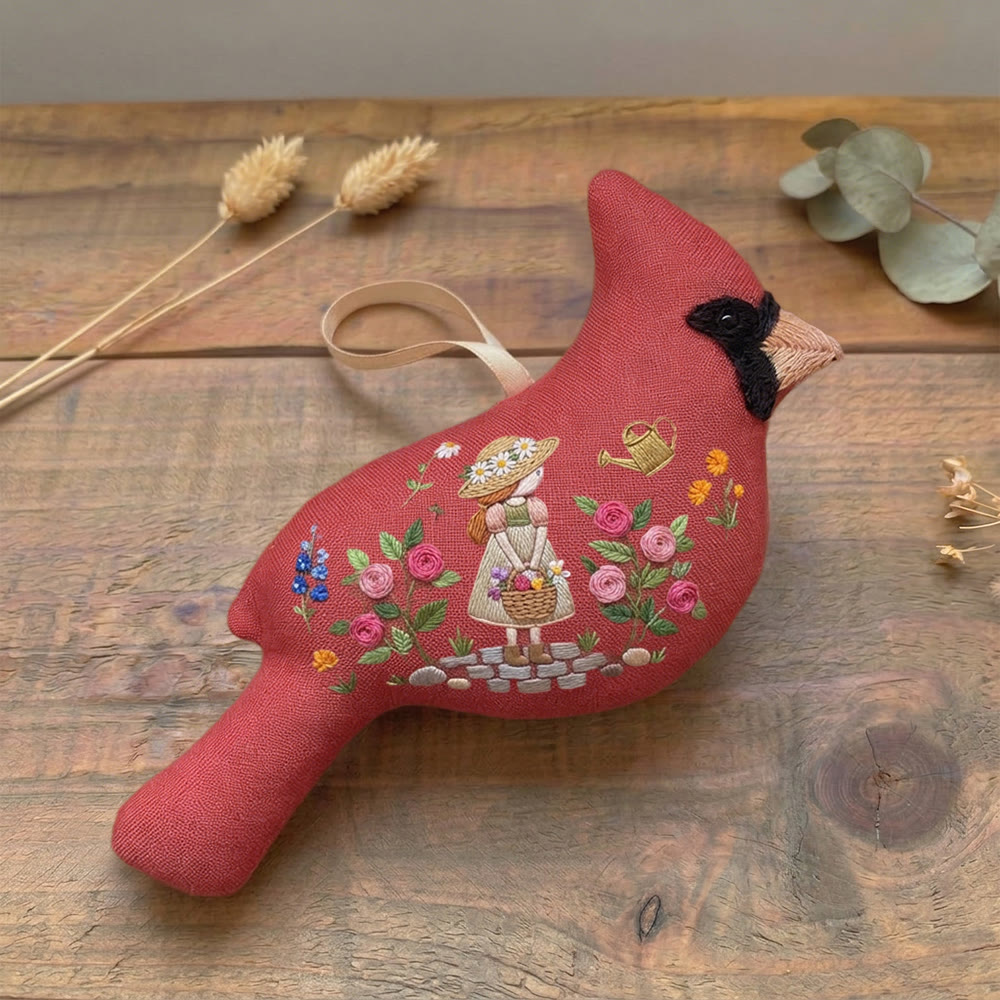 Rubbyoo Cardinal Embroidery Kit - Gardener Girl Art | Unique Gift Idea | Whimsical Ornament - image 4