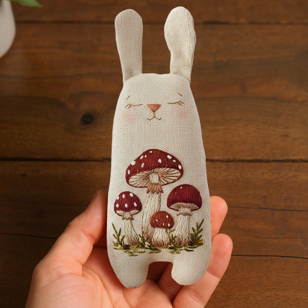Rubbyoo Bunny Toy Embroidery Kit - Red Mushroom Cluster | Beginner-friendly Craft | Adorable Nursery Accent - image 6
