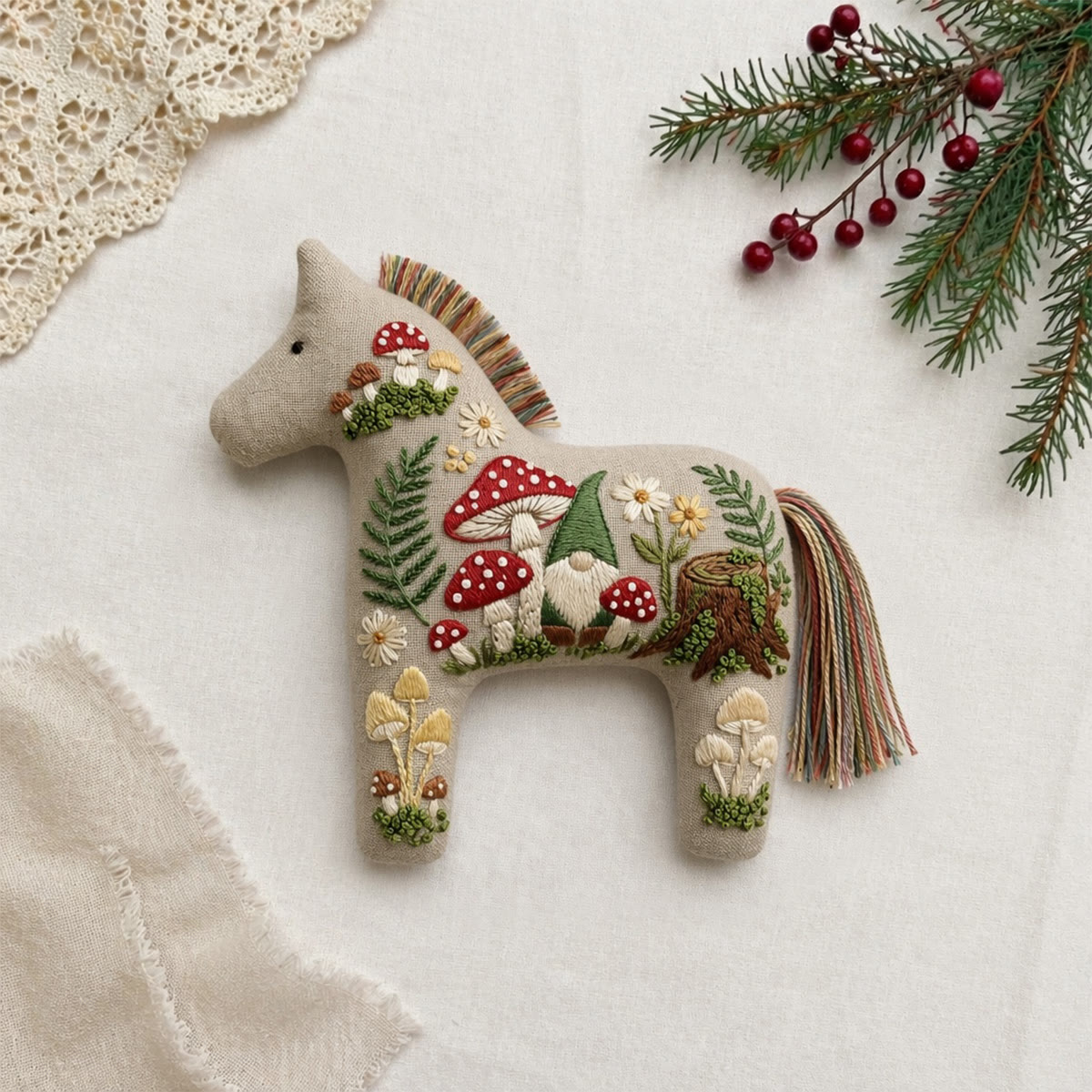 Rubbyoo Dala Horse Embroidery Kit - Garden Gnome | Unique Handmade Gift | Woodland Nursery Decor - image 6