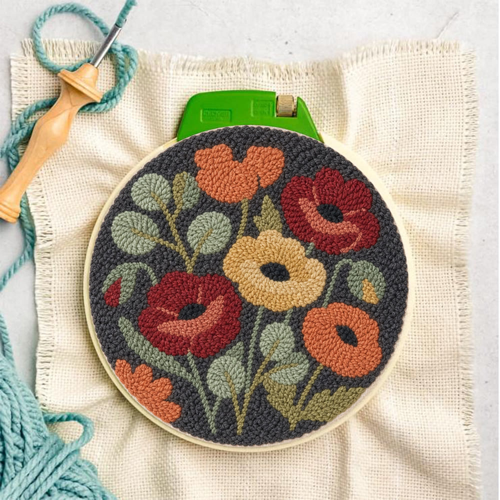 Vintage Bloom Punch Needle Kit -  Rustic Garden Theme Handicraft | Intricate Floral Art Piece - image 7